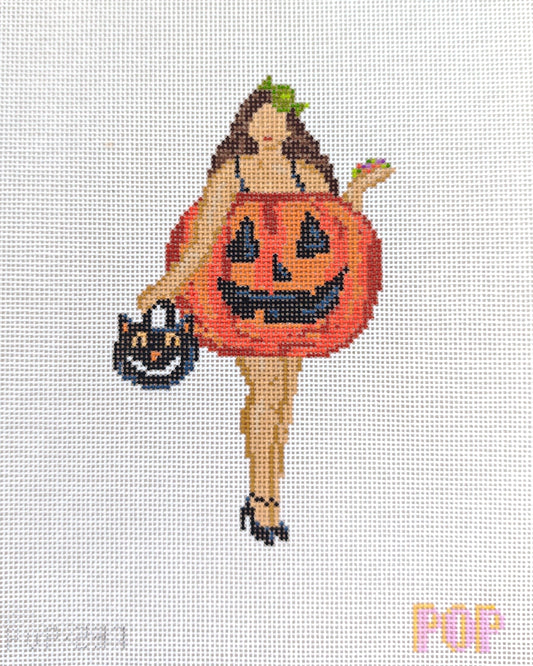 Halloween Pumpkin Pail Lady