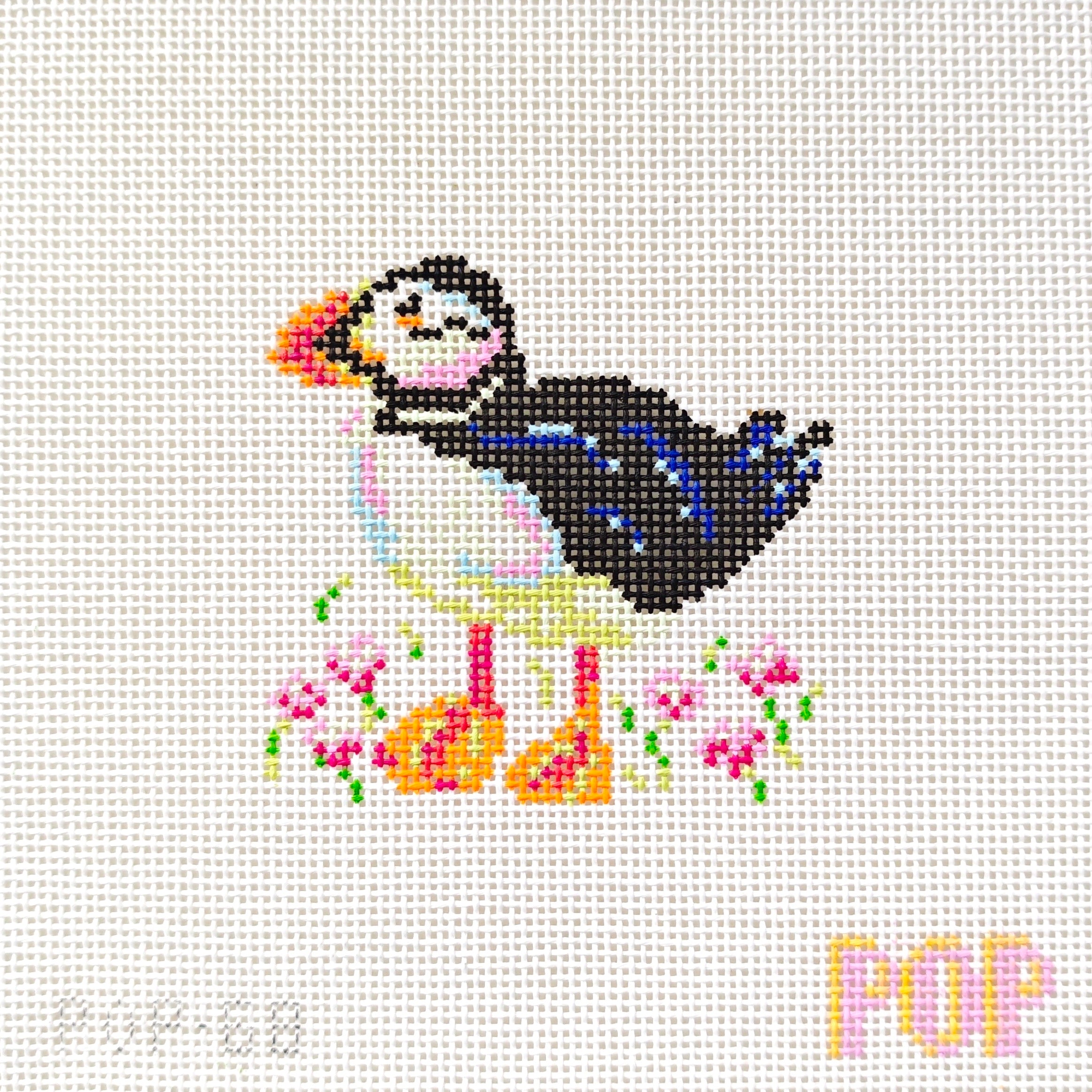 Colorful Puffin Needlepoint Canvas