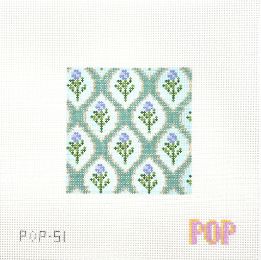 Green Floral 4x4 Square