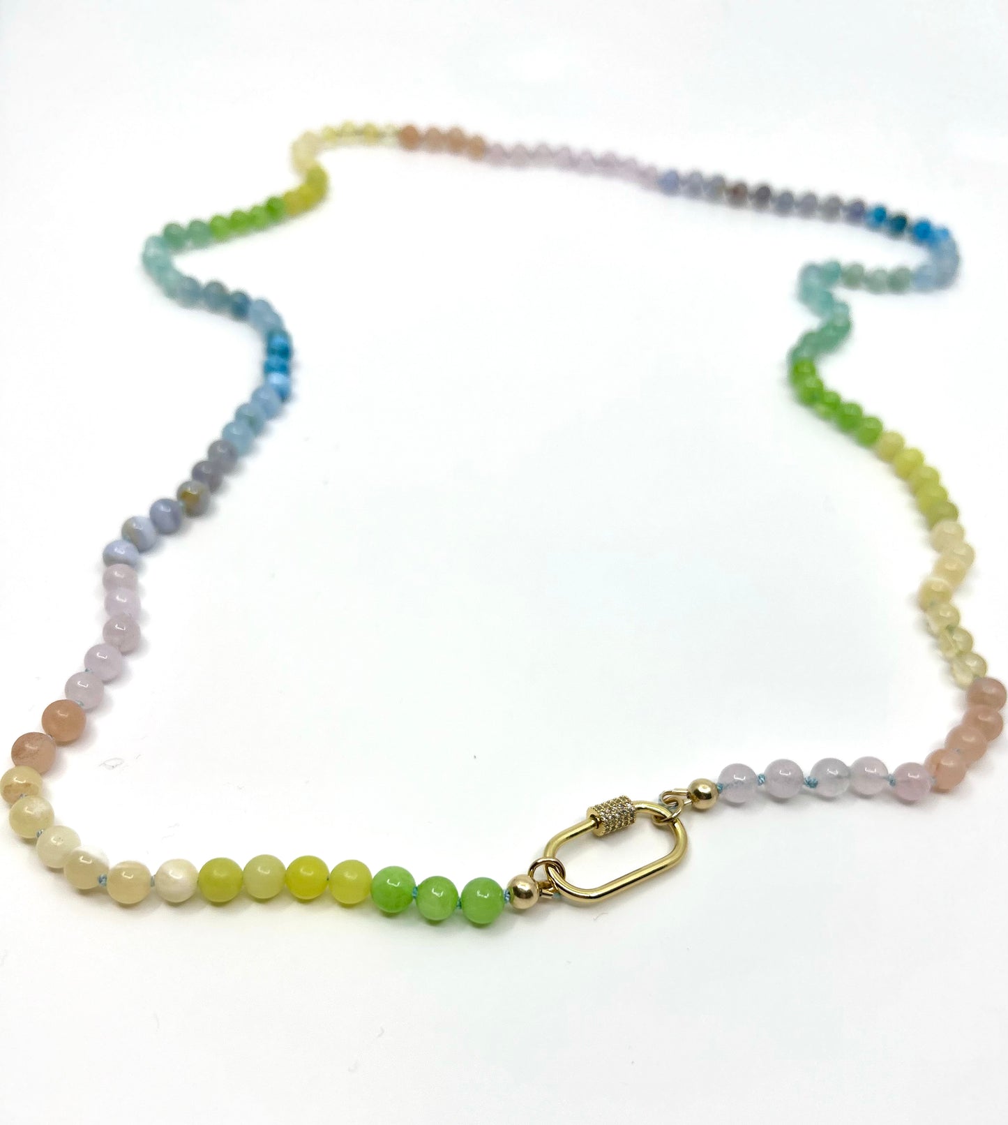 Needle Art Necklace - Pastel Ombre Gemstone #2