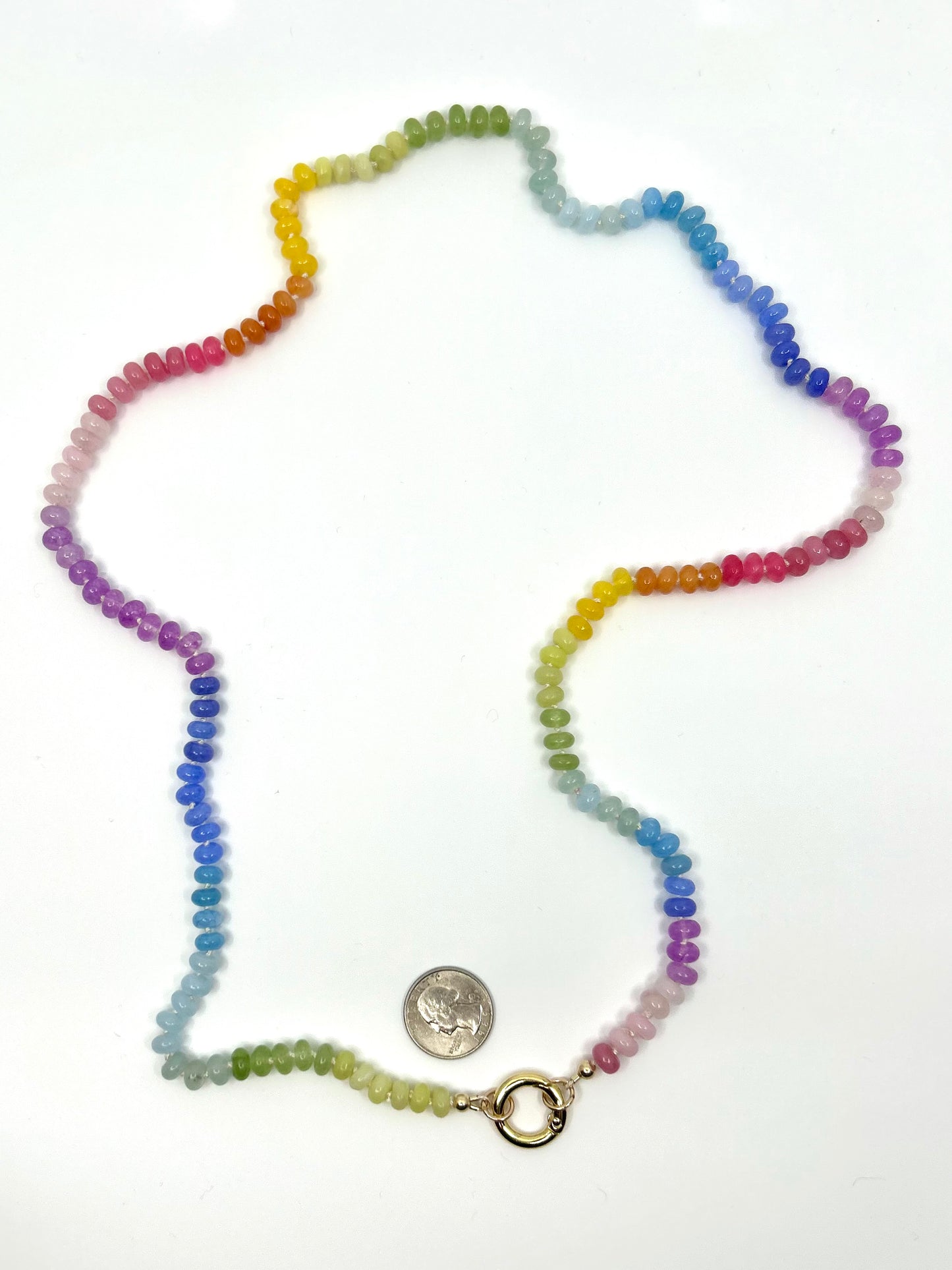 Needle Art Necklace -Multicolor Jade Opal Ombre