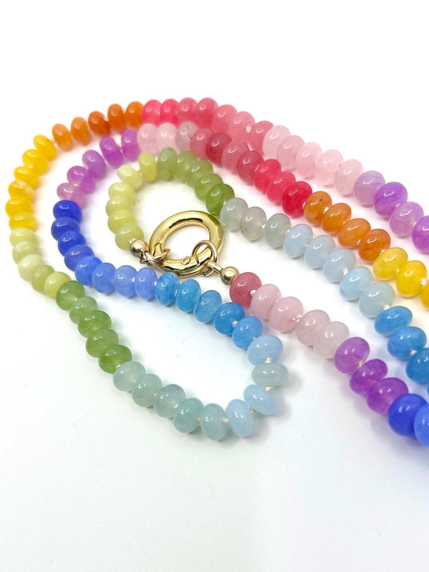 Needle Art Necklace -Multicolor Jade Opal Ombre