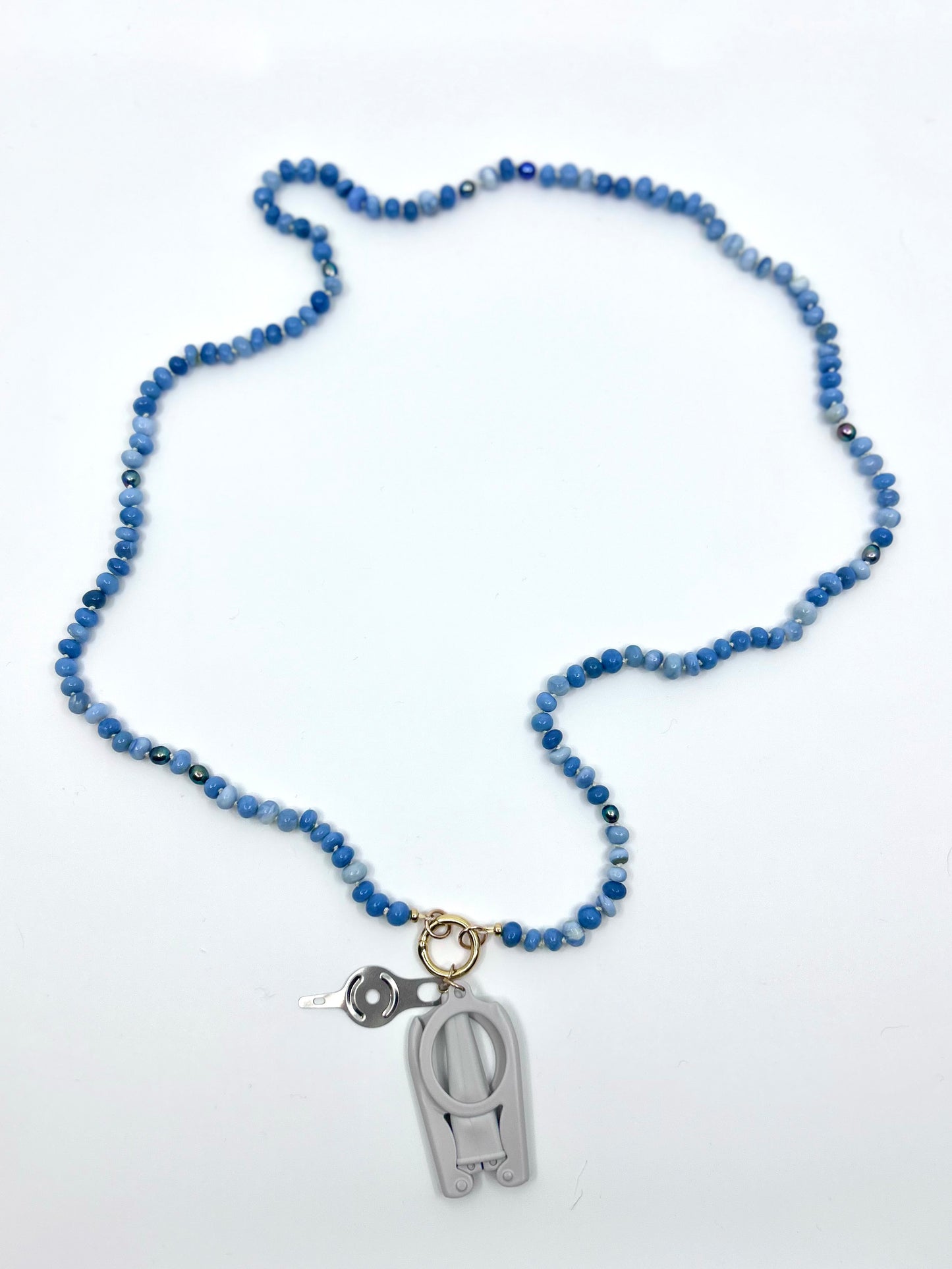 Needle Art Necklace - Blue Opal