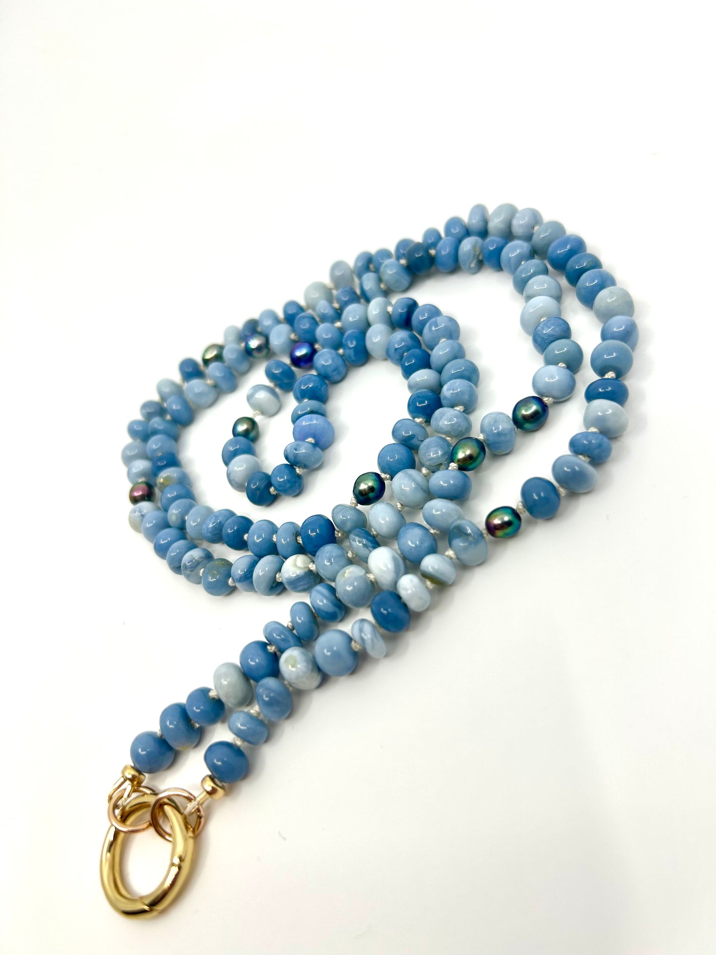 Needle Art Necklace - Blue Opal