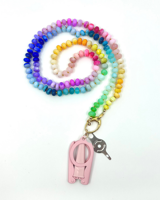 Needle Art Necklace - Vibrant Ombre Opal Multicolor #3