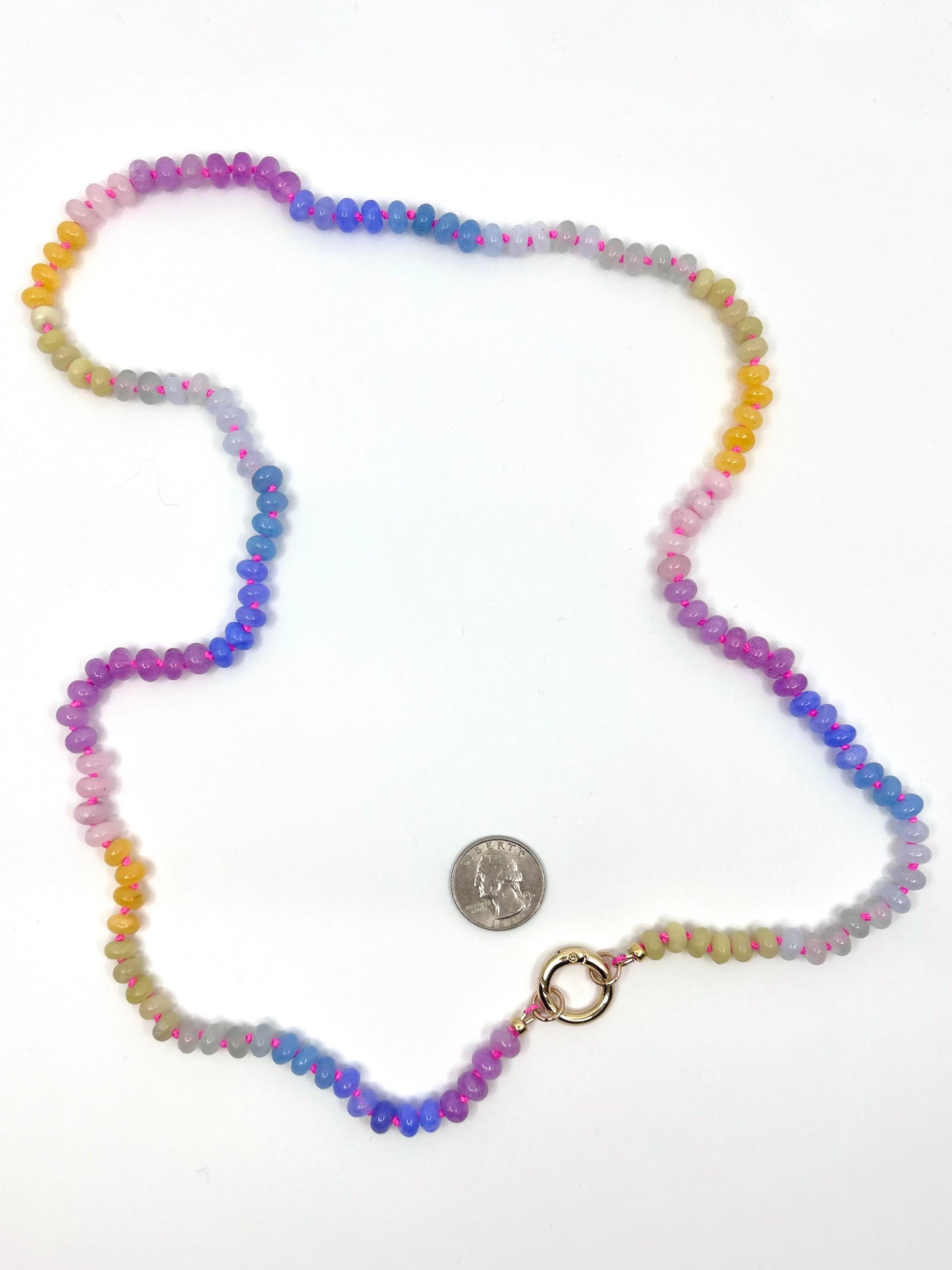 Needle Art Necklace - Multicolor Jade Opal