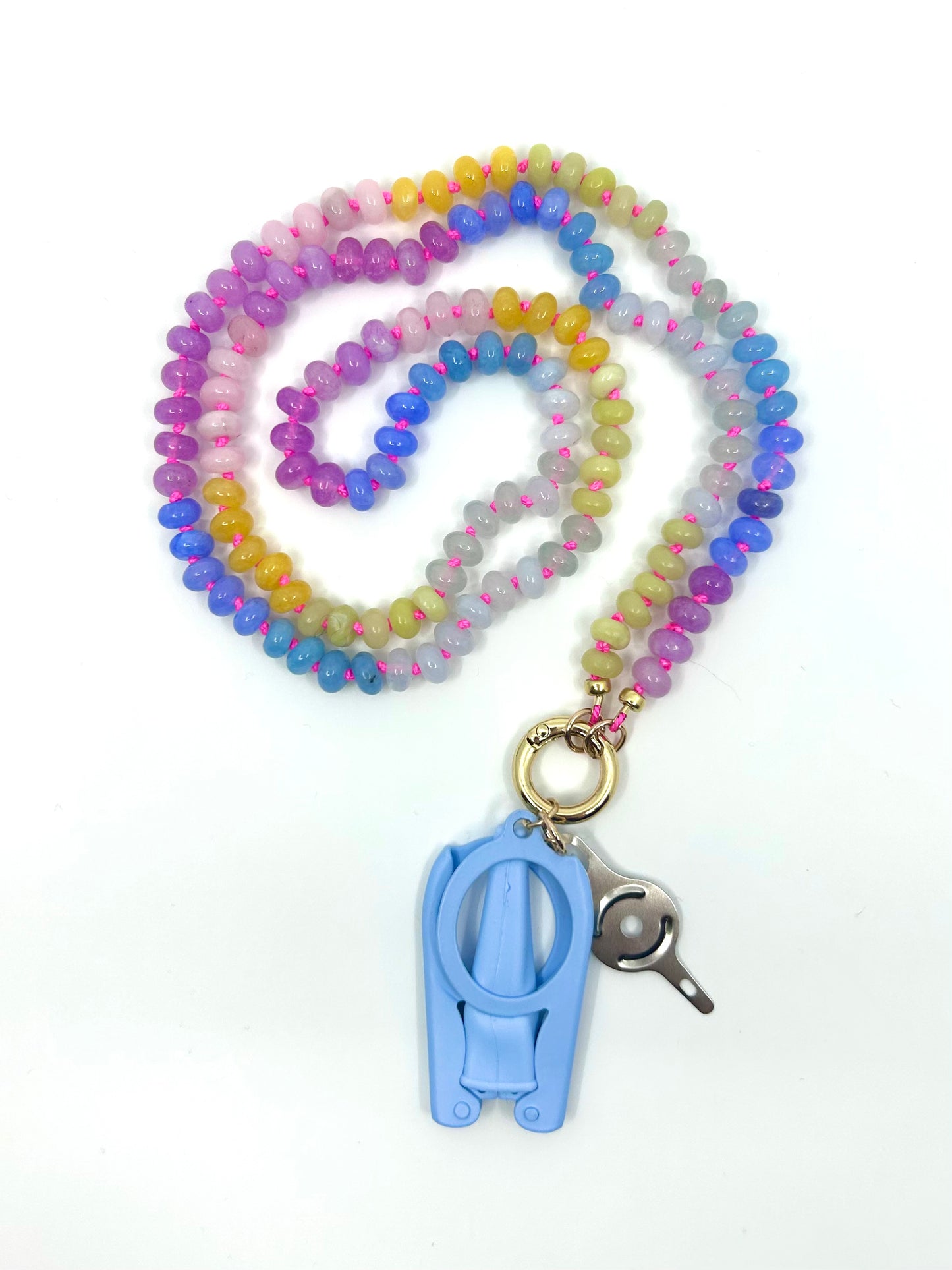 Needle Art Necklace - Multicolor Jade Opal