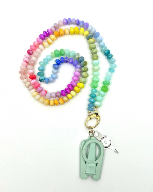 Needle Art Necklace - Vibrant Ombre Opal Multicolor #2