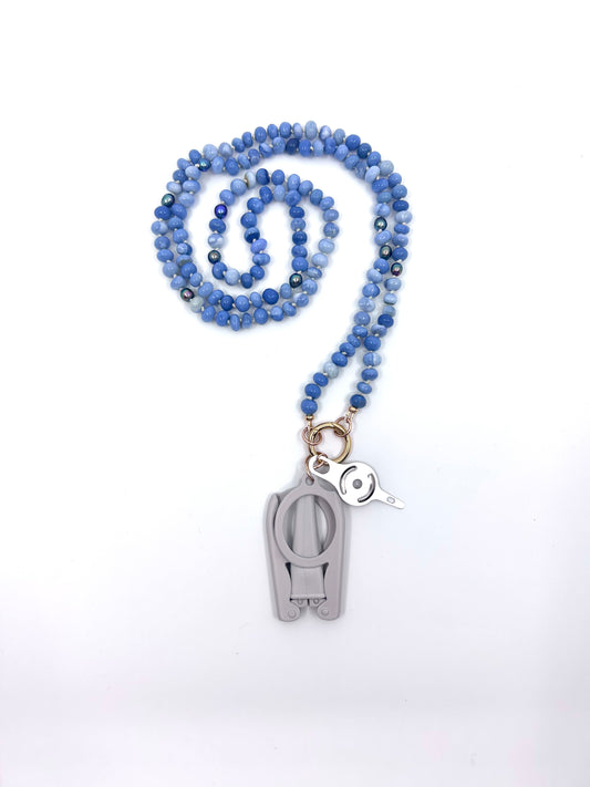 Needle Art Necklace - Blue Opal